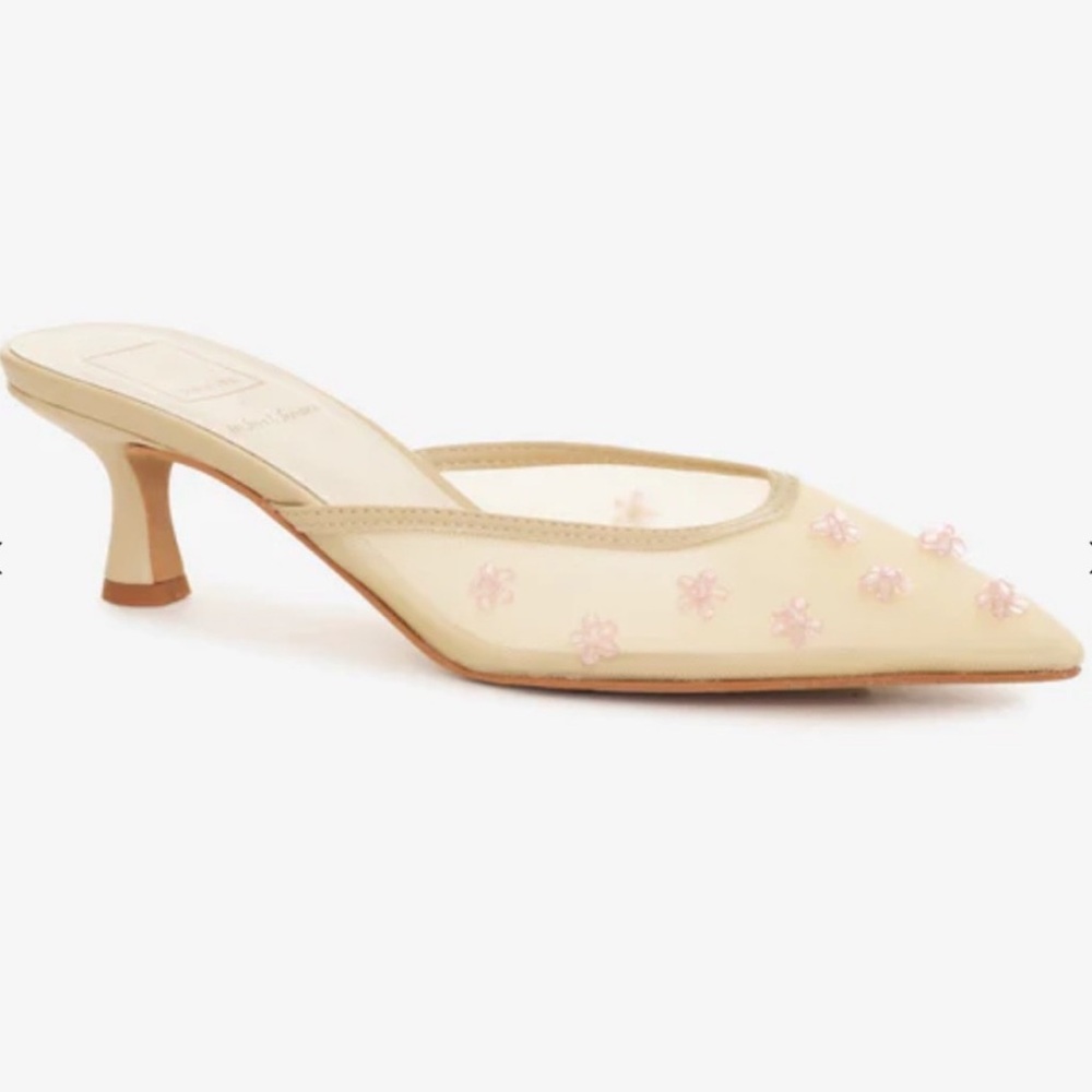 Dolce Vita Clara Pearl Mesh Kitten-Heeled Mules
